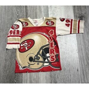 Vintage 1994 San Francisco 49ers Team Rated AOP Youth T Shirt Size Medium